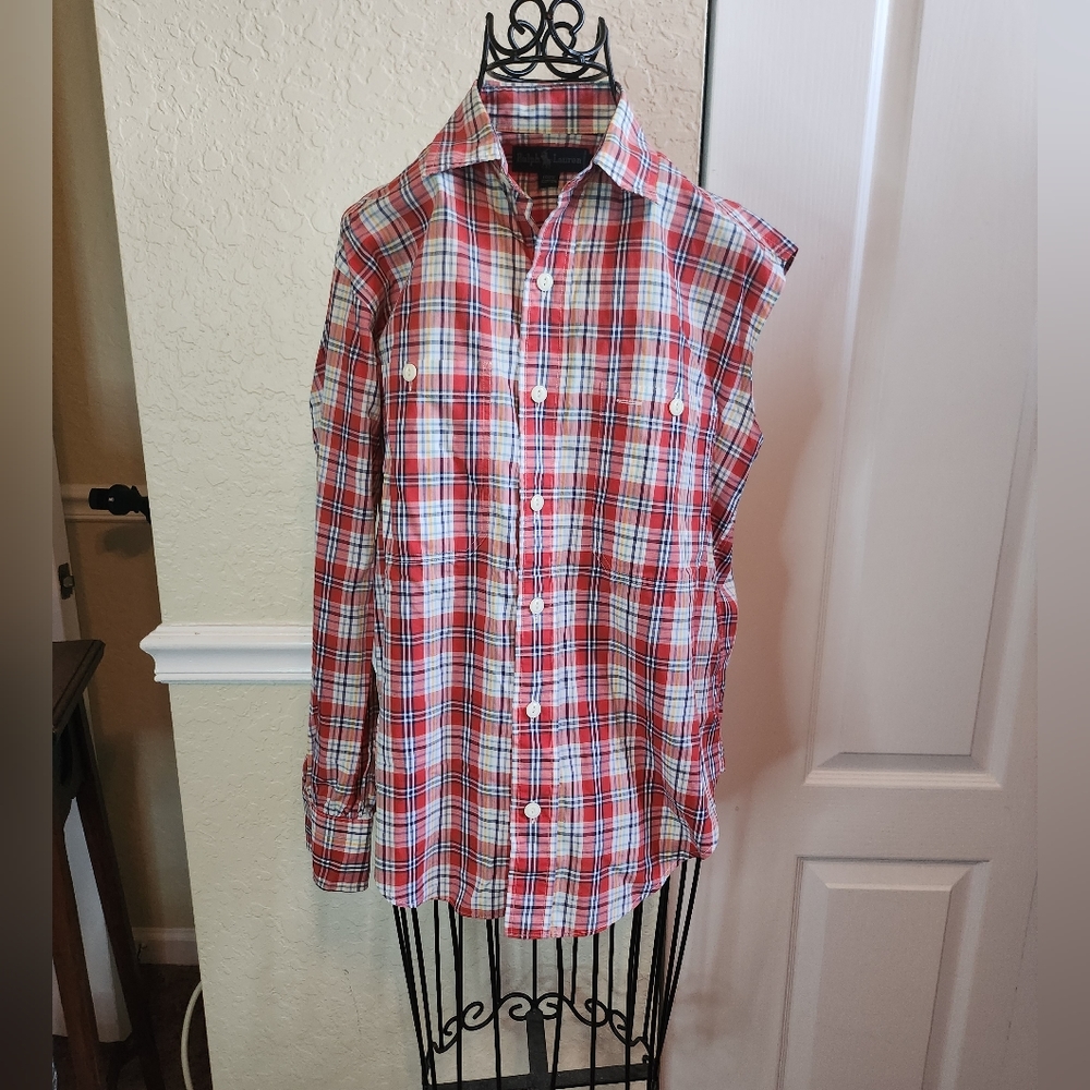 Ralph Lauren plaid button down shirt size M